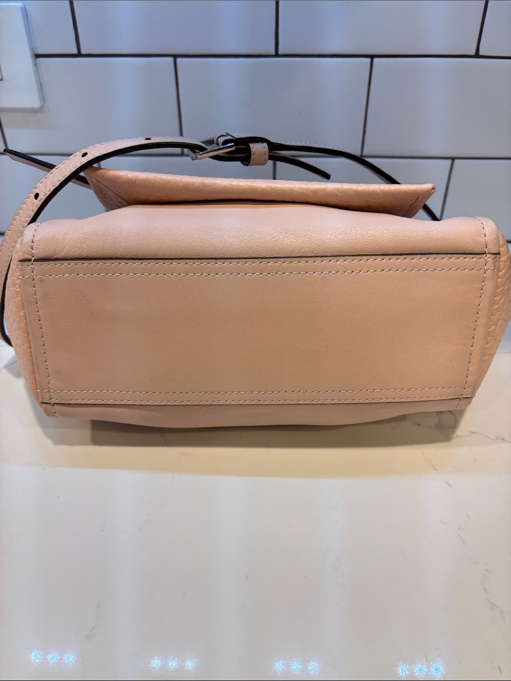 COACH Mini Bleecker Riley - Pale Pink Pebbled Leather Satchel with Strap - Picture 6 of 11